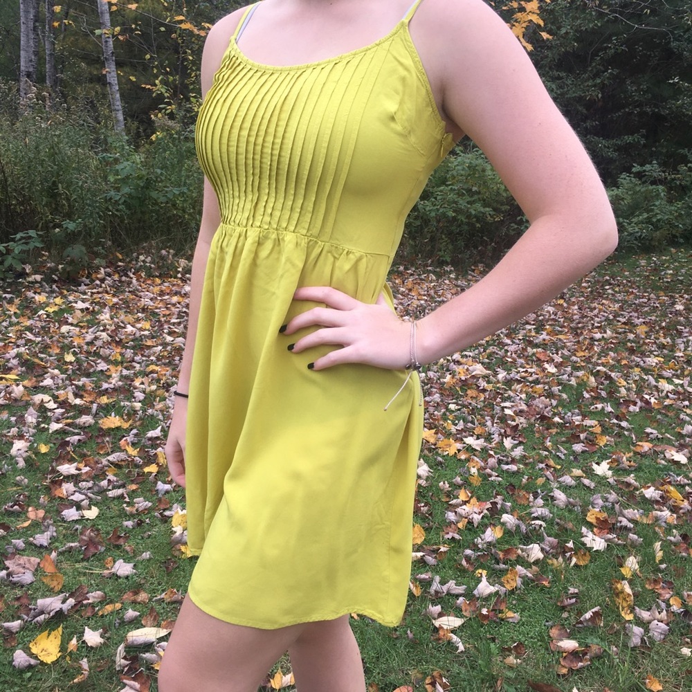Dark Yellow dress with elastic waistline